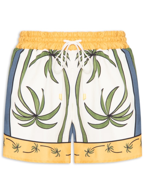 Short Feminino Gráfico Tropical - Amarelo