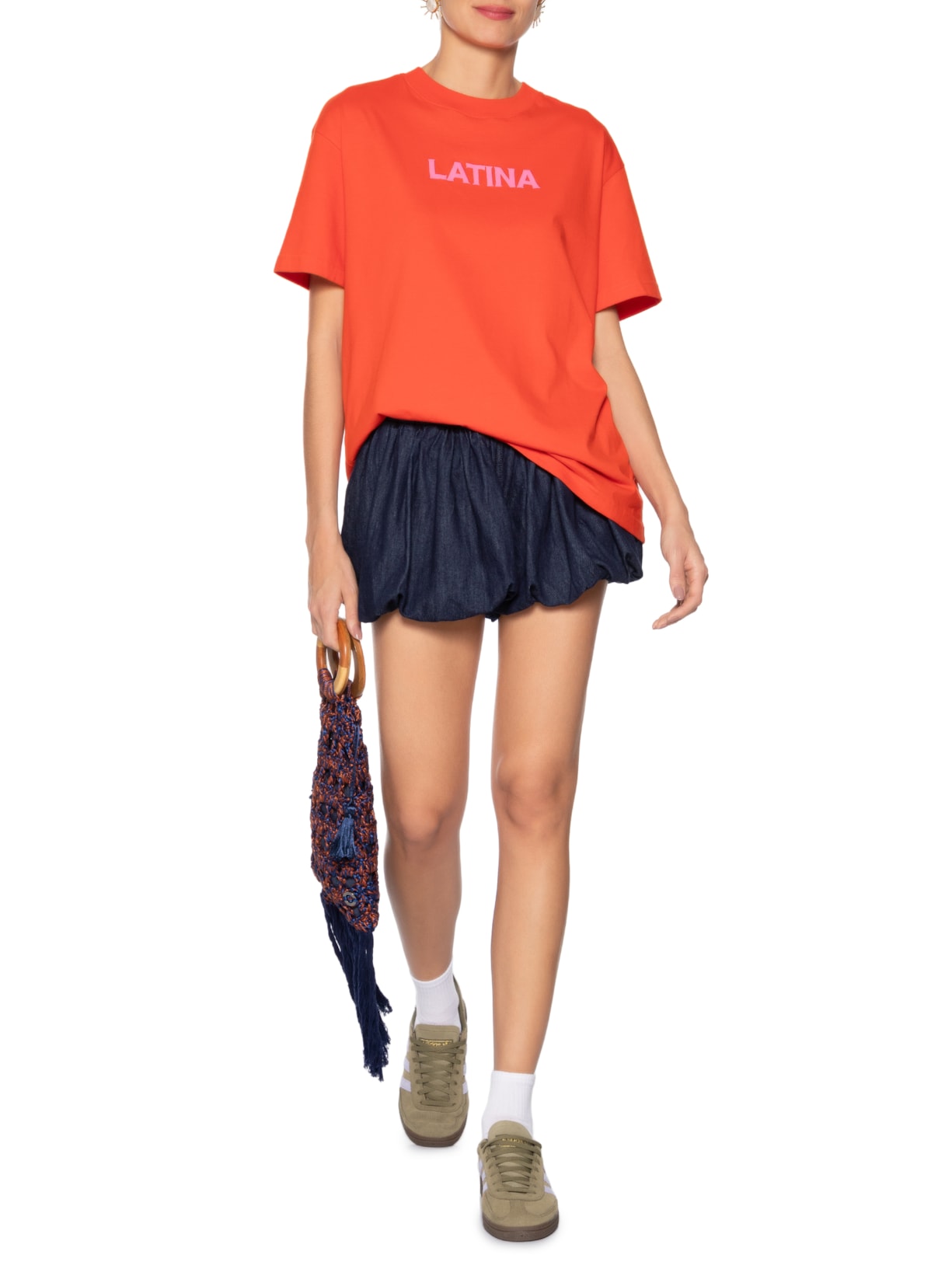 Short Feminino Jeans Balonê Franzido Azul Farm