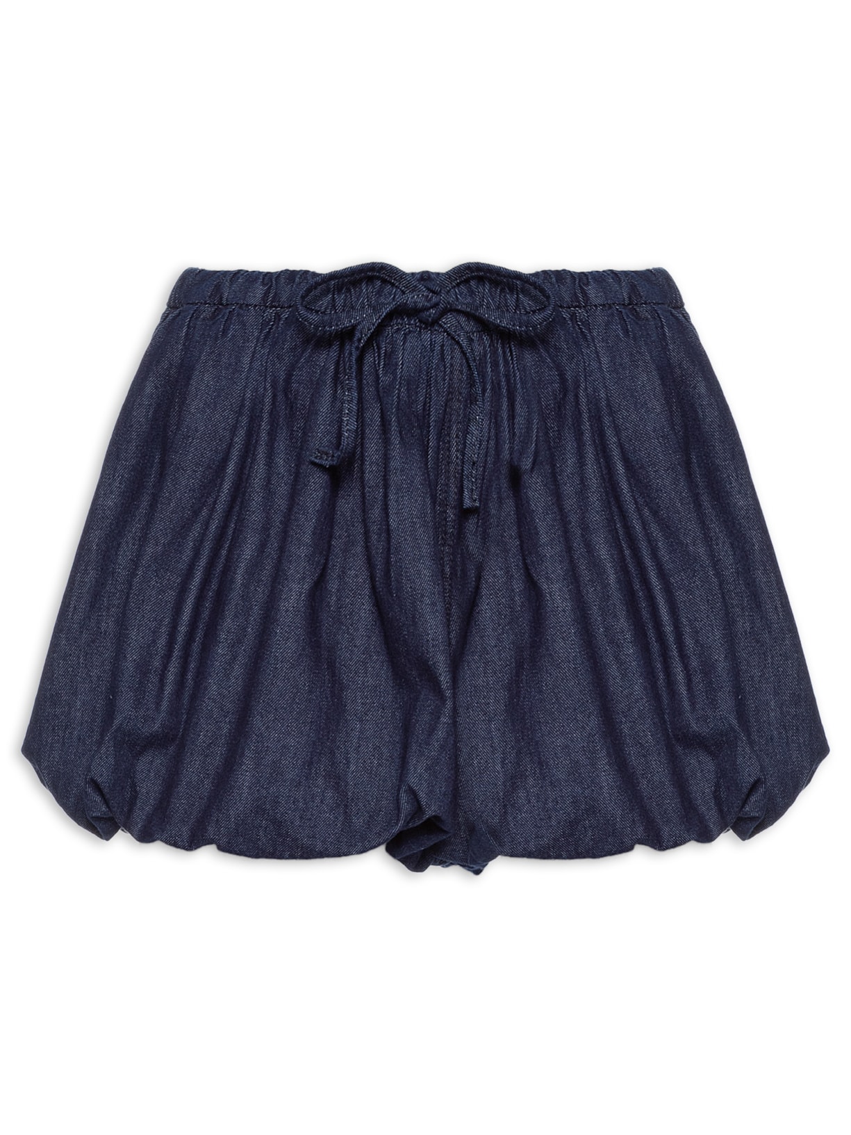 Short Feminino Jeans Balonê Franzido - Azul