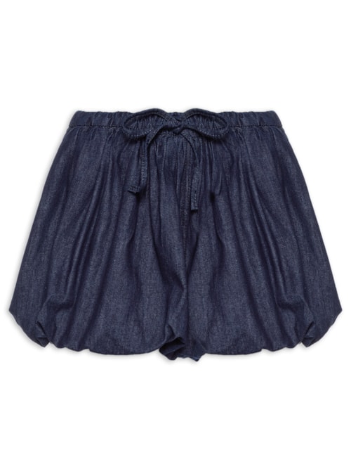 Short Feminino Jeans Balonê Franzido - Azul