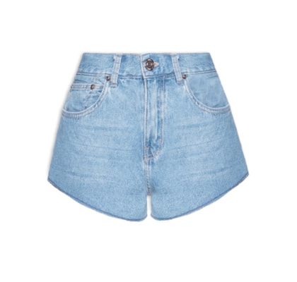 Short Feminino Jeans Bandagem Barra A Fio - Azul