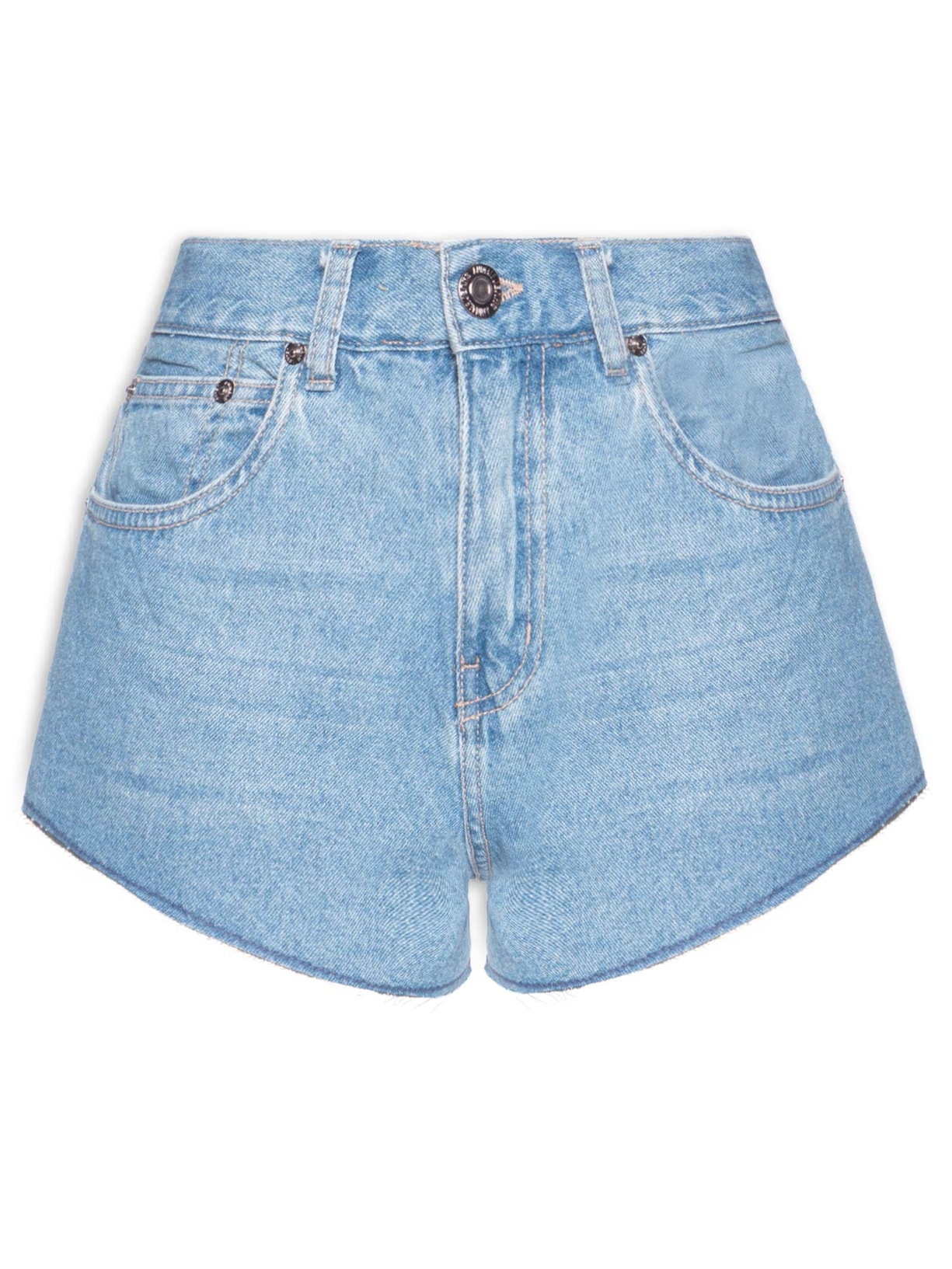 Short Feminino Jeans Bandagem Barra A Fio - Azul