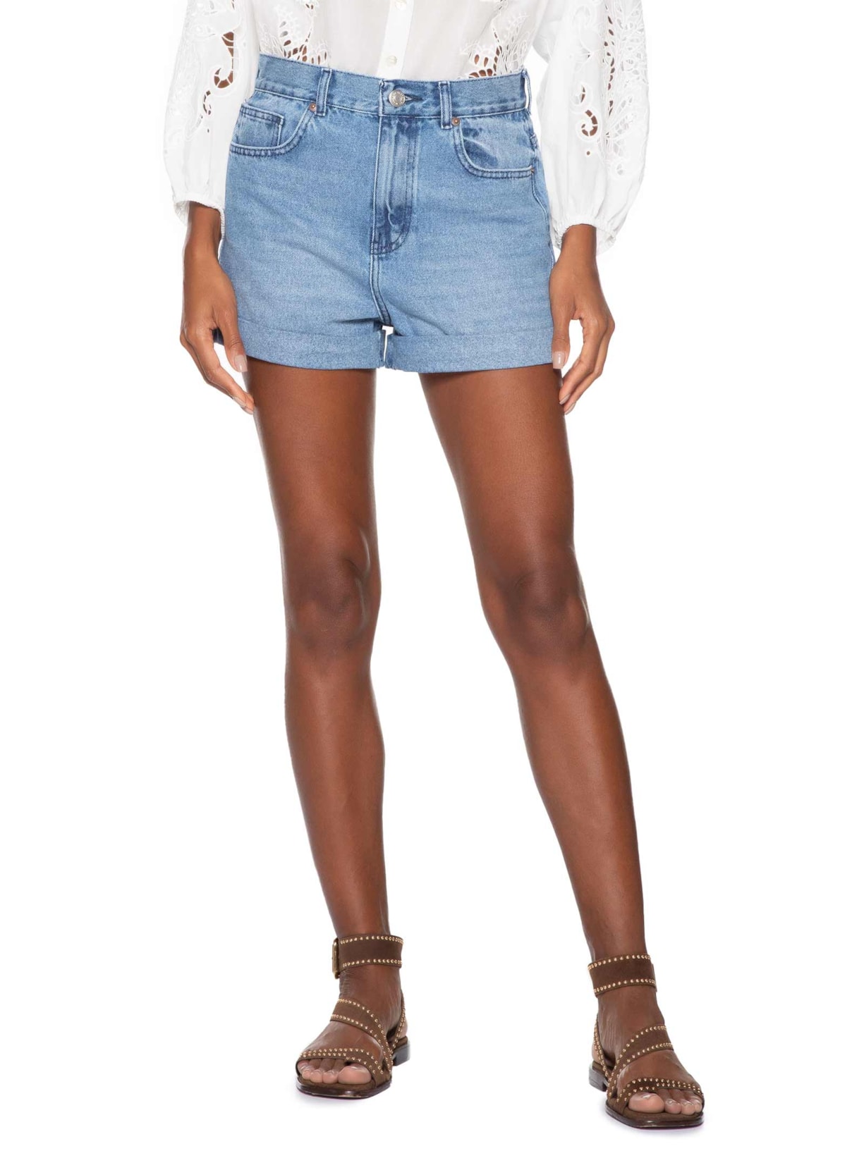 Short Feminino Jeans Barra Italiana Azul Maria Filó