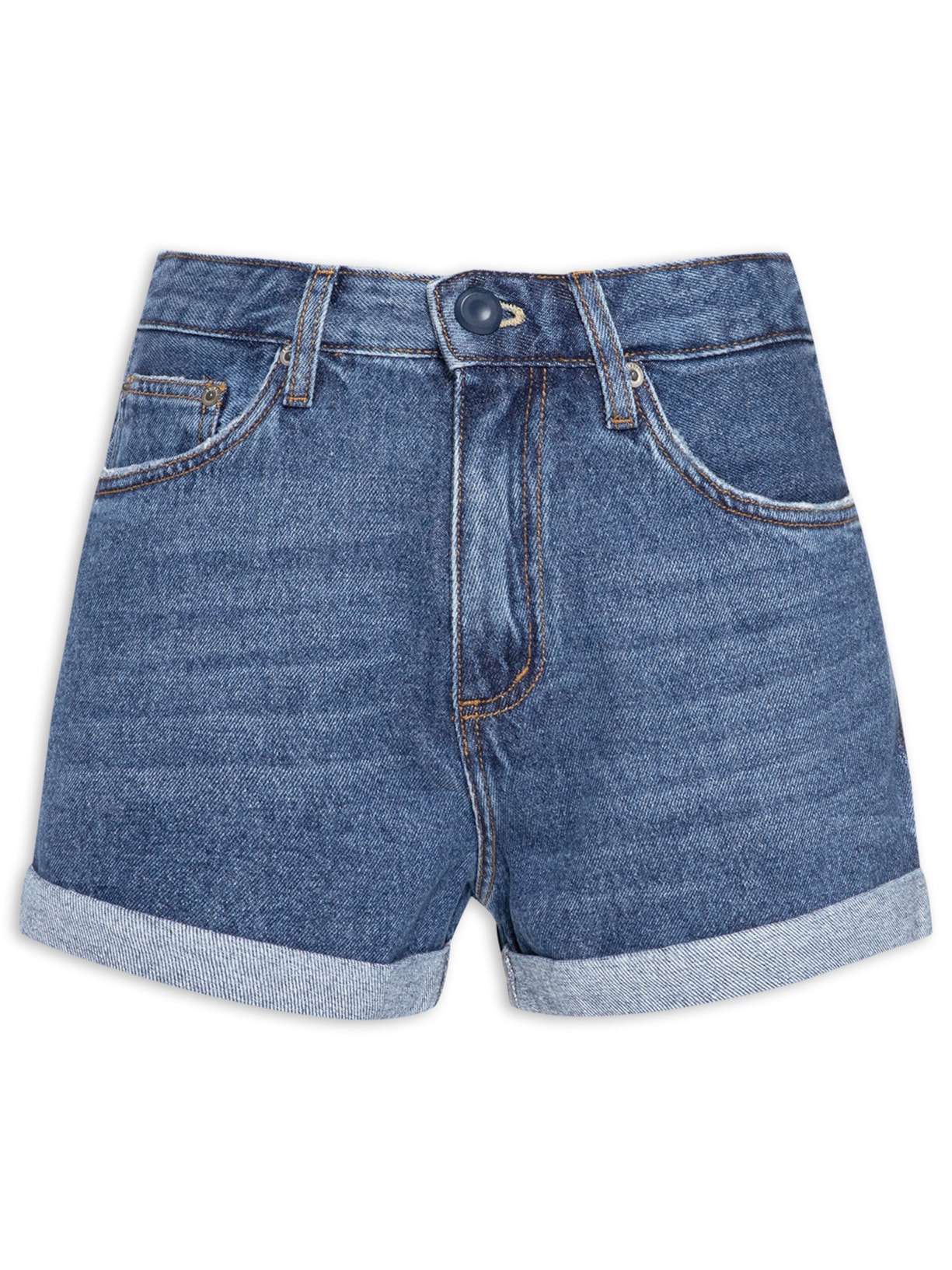 Short Feminino Jeans Basic Barra Dobrada Azul Animale