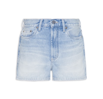 Short Feminino Jeans Basic Escrita Cristais - Azul