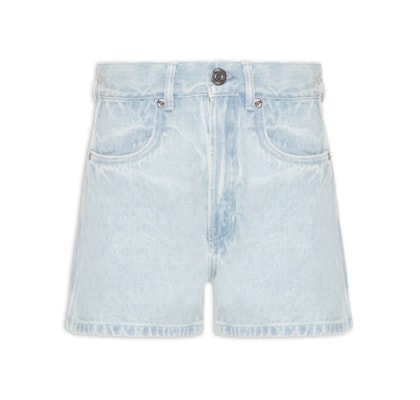 Short Feminino Jeans Basic Recorte Lateral - Azul