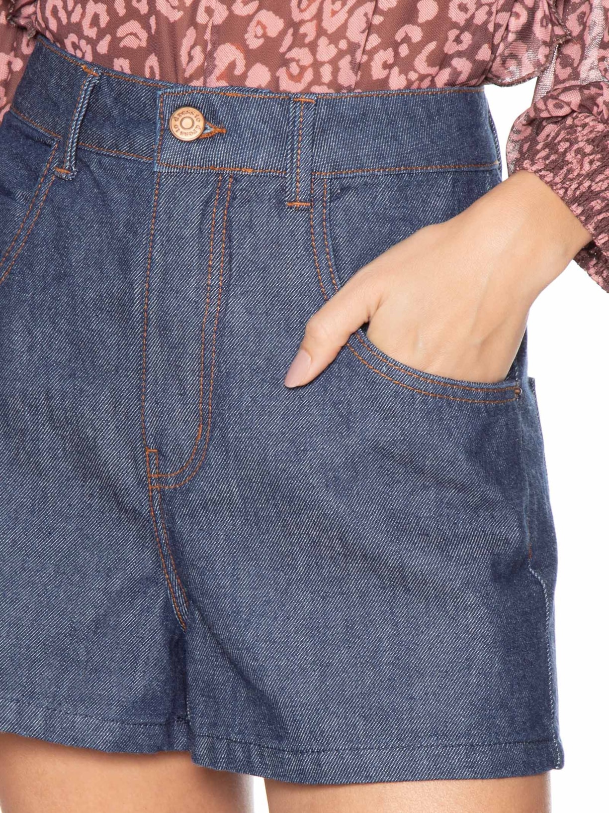 Short Feminino Jeans Básico Escuro Azul Dress To