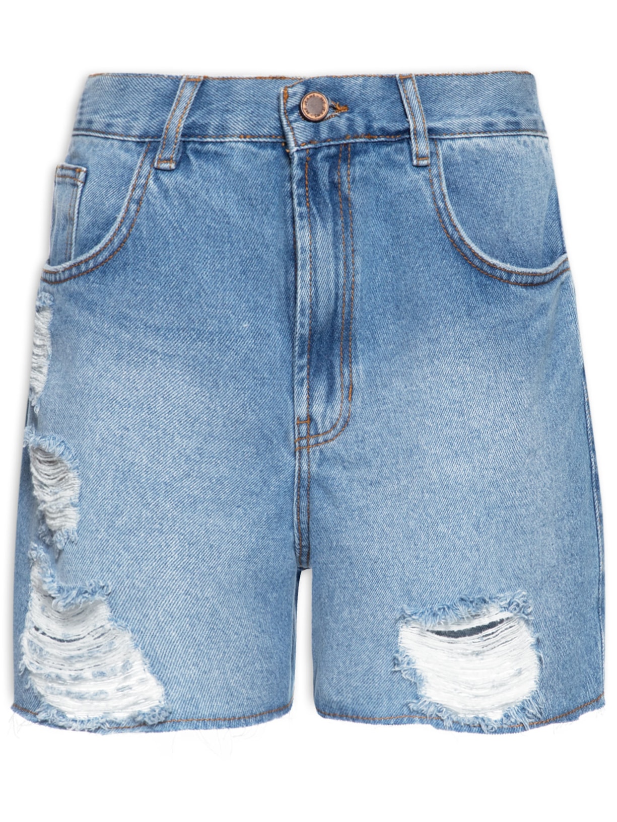 Short Feminino Jeans Blue Destroyed - Azul