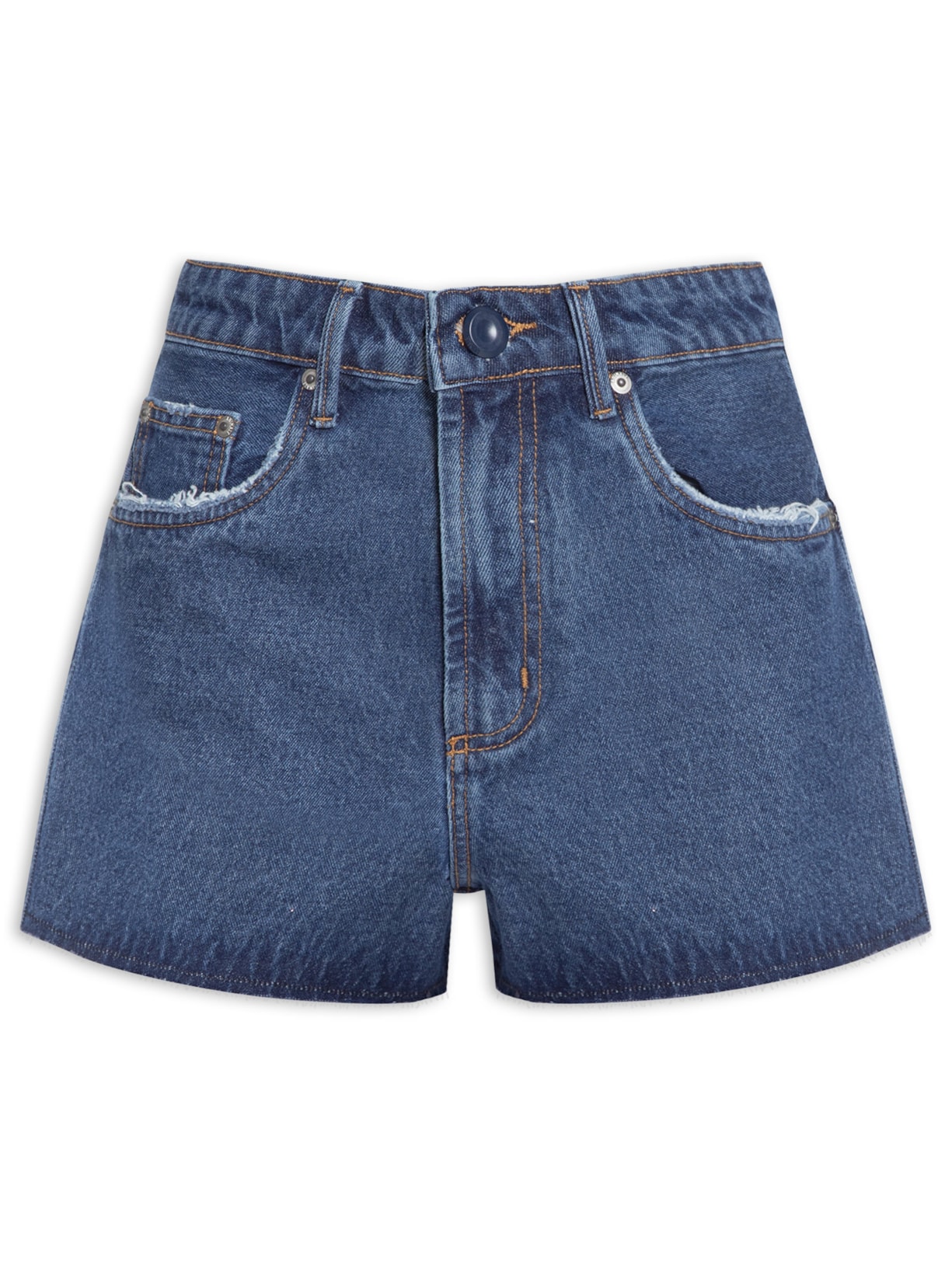Short Feminino Jeans Box Barra à Fio Azul Animale
