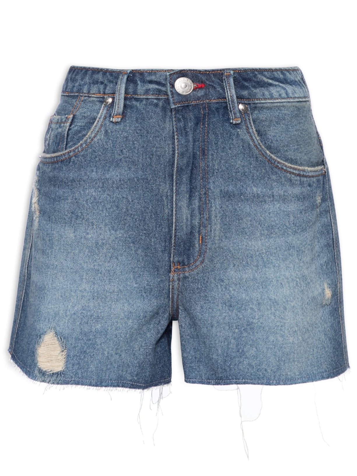 Short Feminino Jeans Box Barra A Fio - Azul