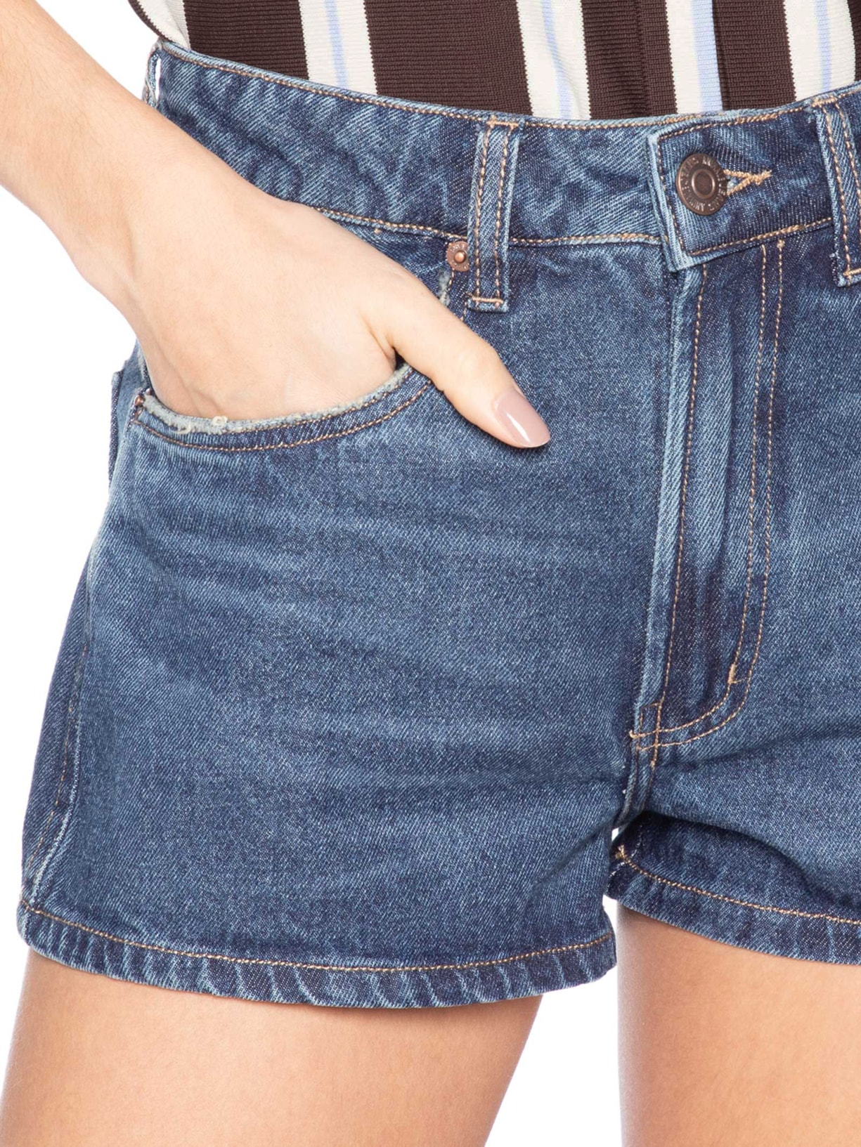 Short Feminino Jeans Box Cintura Média New Basic Azul Animale Jeans
