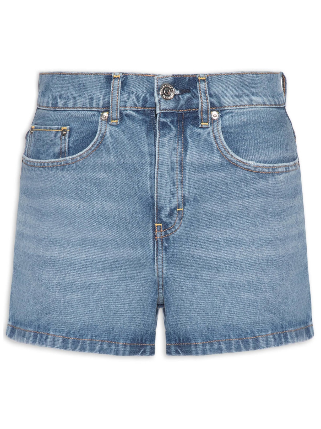 Short Feminino Jeans Box Detalhe Costura - Azul