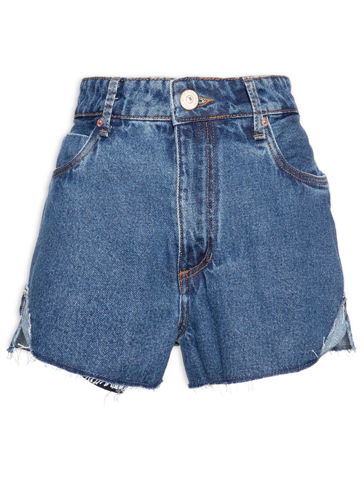 Short Feminino Jeans Box Recorte Costas - Azul