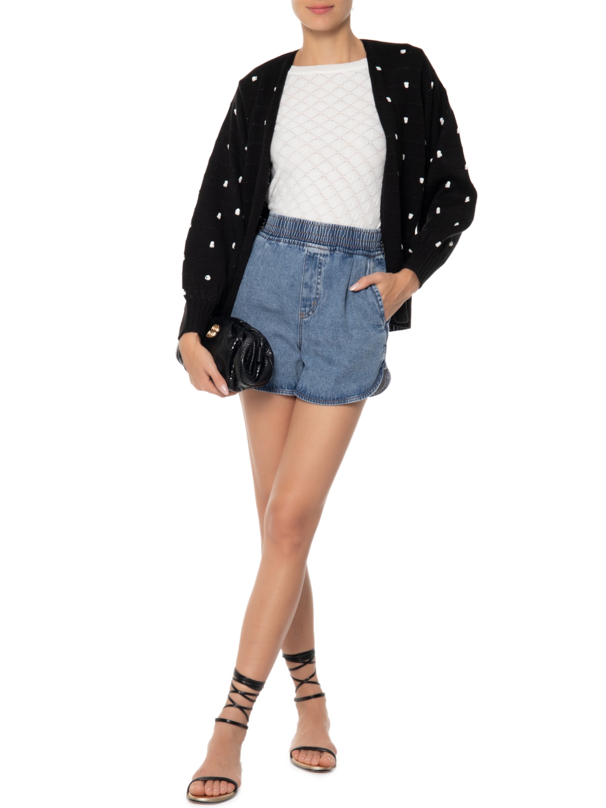 Short Feminino Jeans Boxer Azul Maria Filó