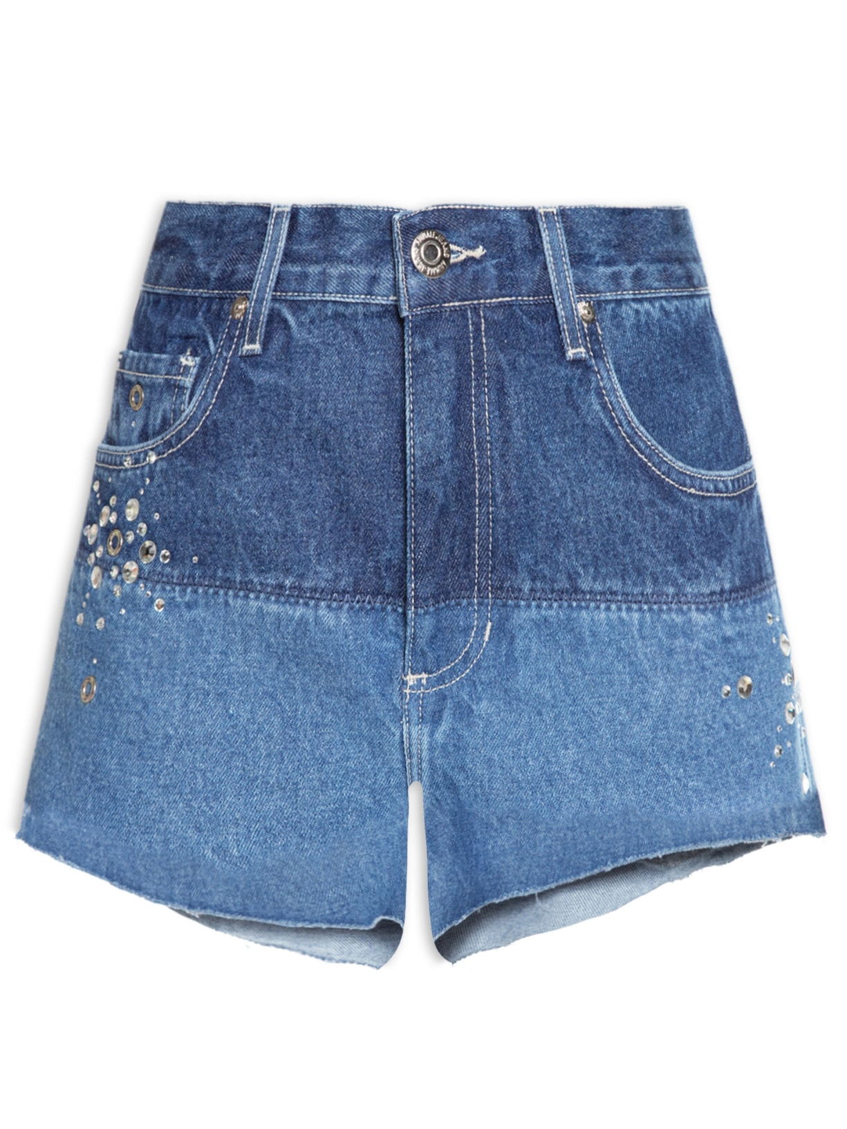 Short Feminino Jeans Boy Recorte E Hot Fix - Azul