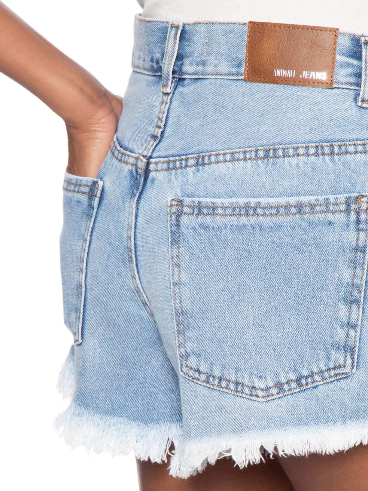 Short Feminino Jeans Boy Silk Metalizado Azul Animale Jeans