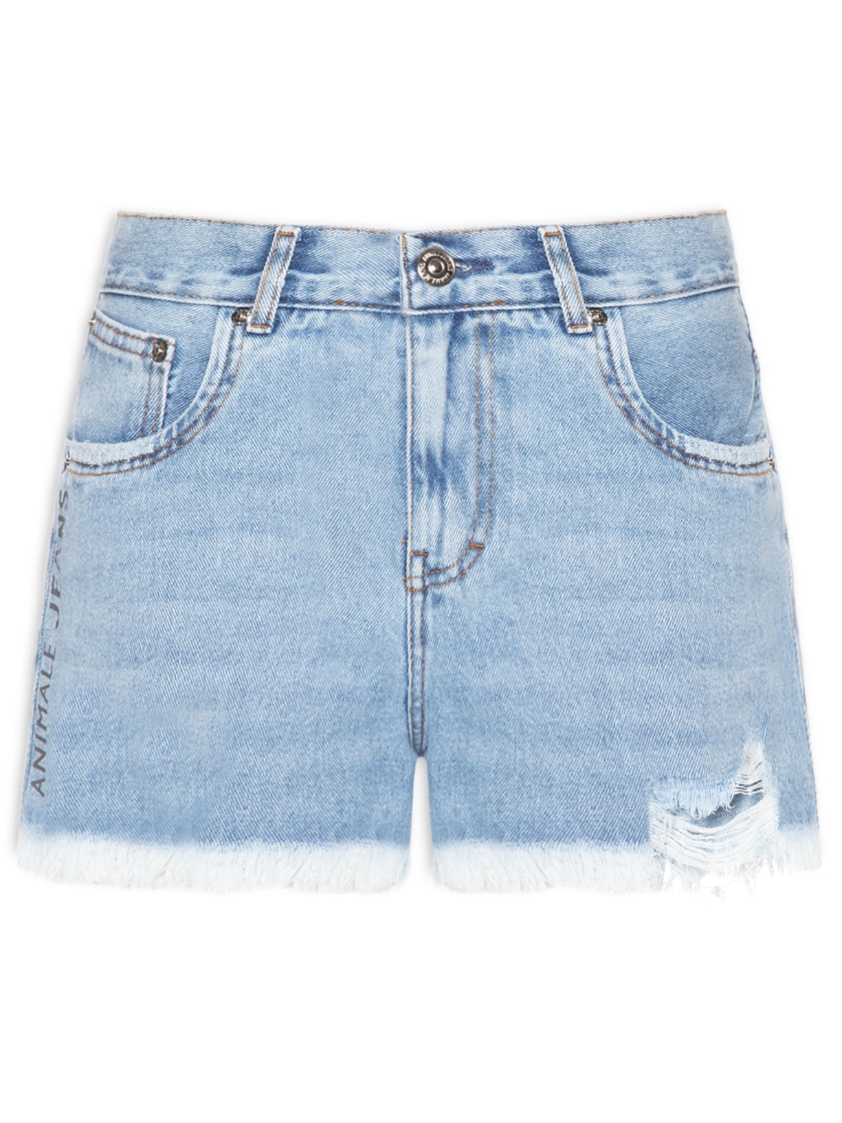 Short Feminino Jeans Boy Silk Metalizado Azul Animale Jeans
