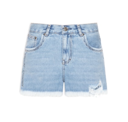 Short Feminino Jeans Boy Silk Metalizado - Azul