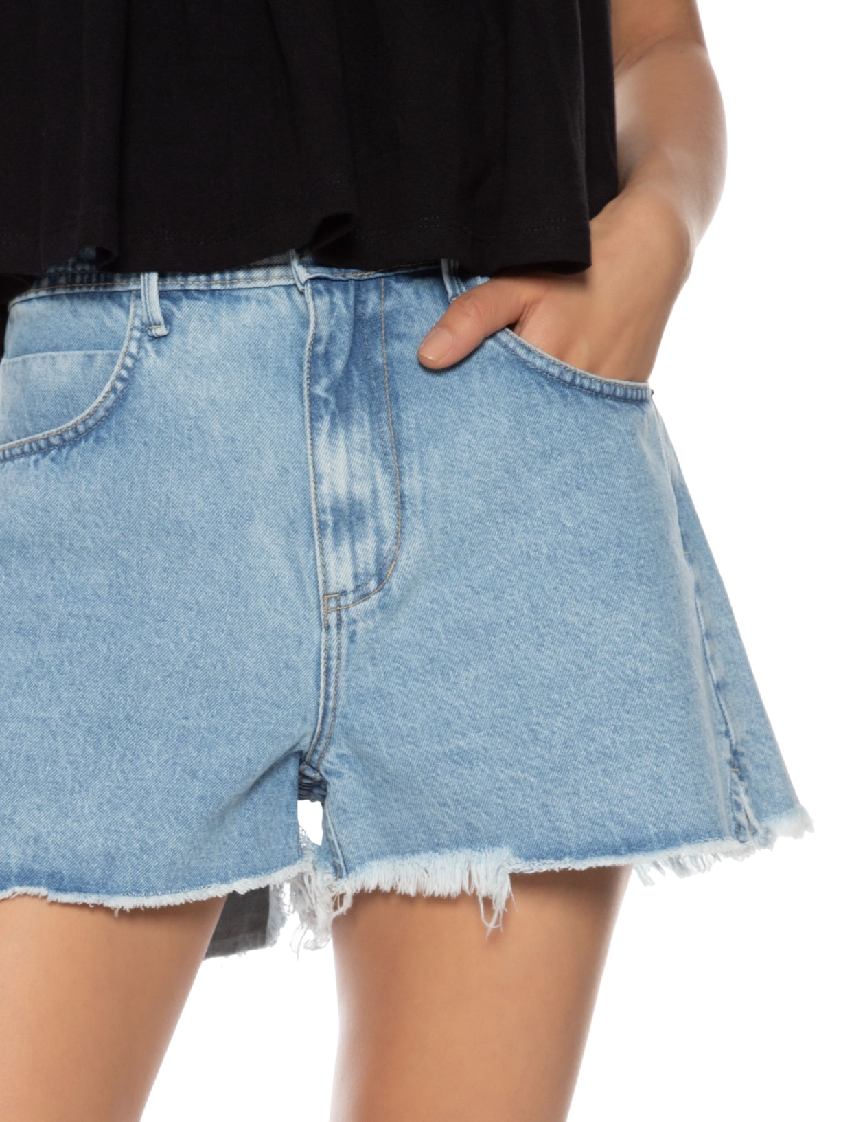 Short Feminino Jeans Boyfriend Degrau Azul Dress To