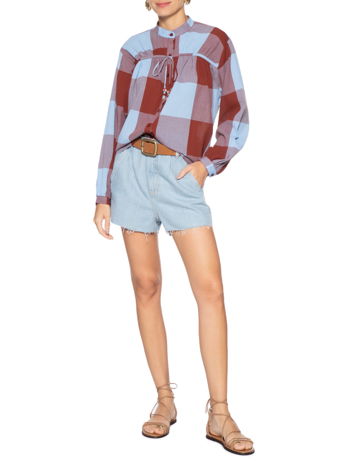 Short Feminino Jeans Boyfriend Detalhe Prega Azul Dress To