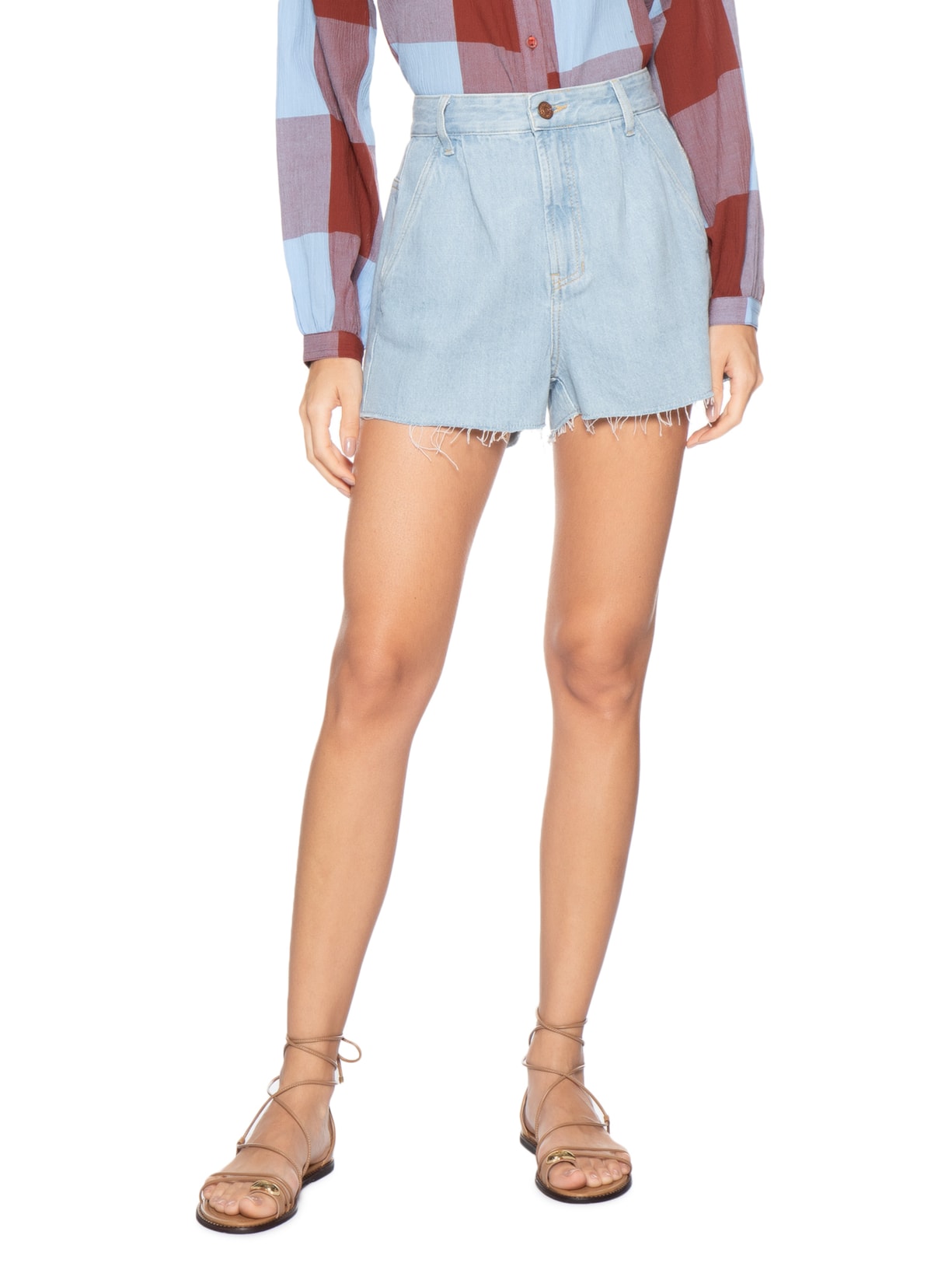 Short Feminino Jeans Boyfriend Detalhe Prega Azul Dress To
