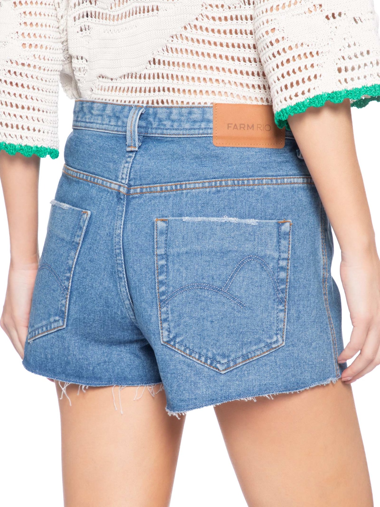 Short Feminino Jeans Cintura Alta Azul Farm
