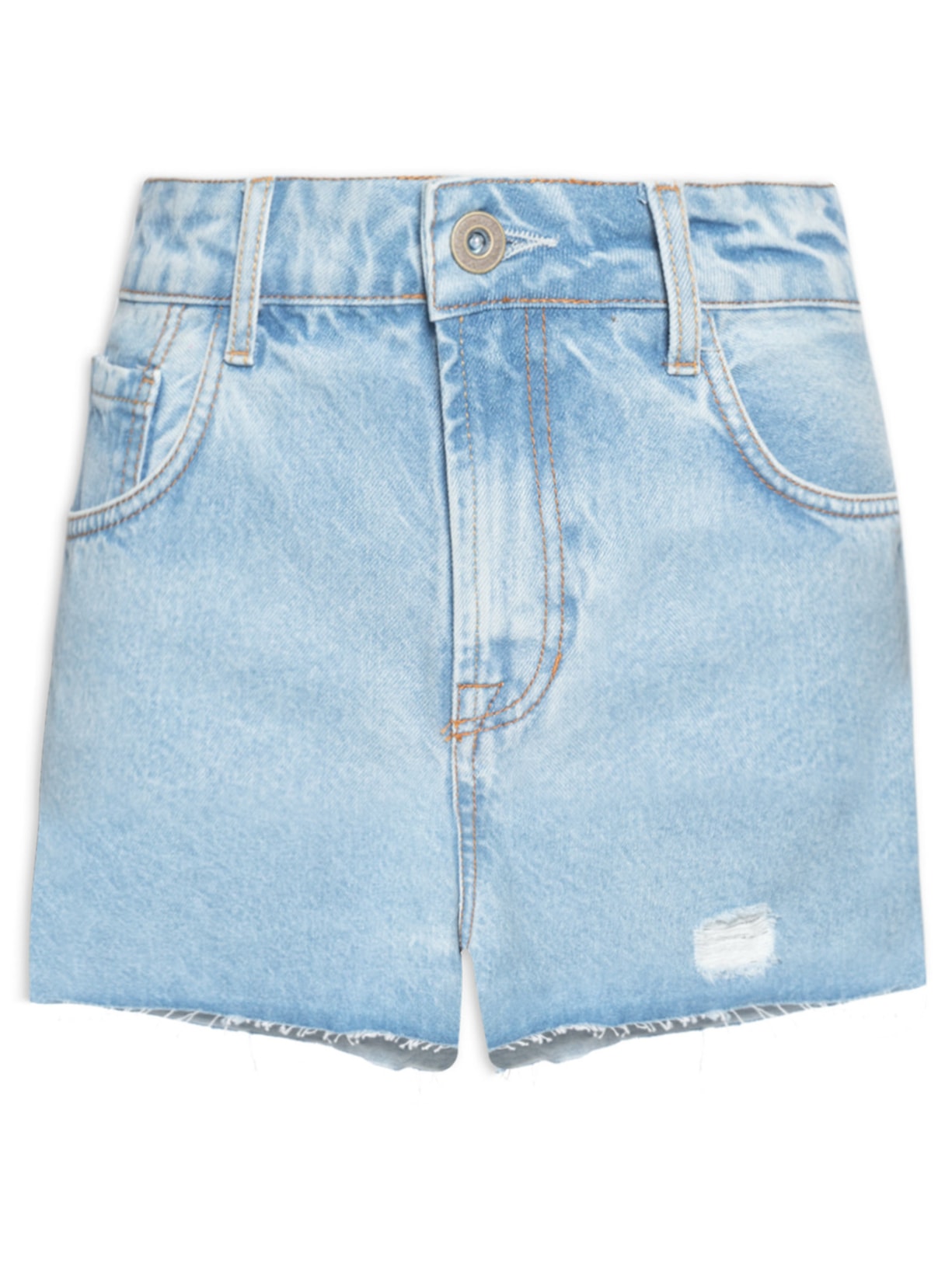 Short Feminino Jeans Claro Destroyed - Azul