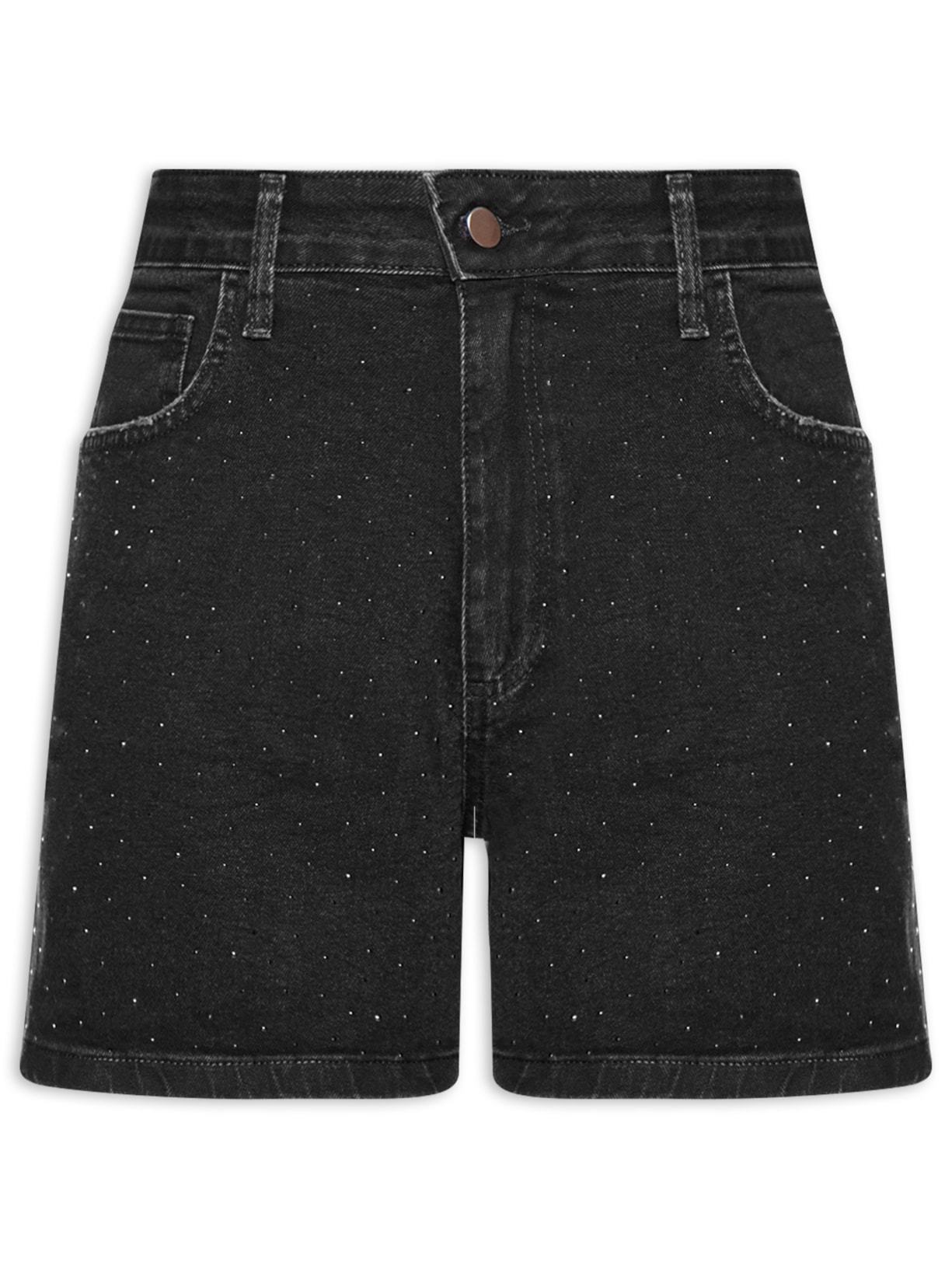 Short Feminino Jeans Com Bolso Preto Basiq