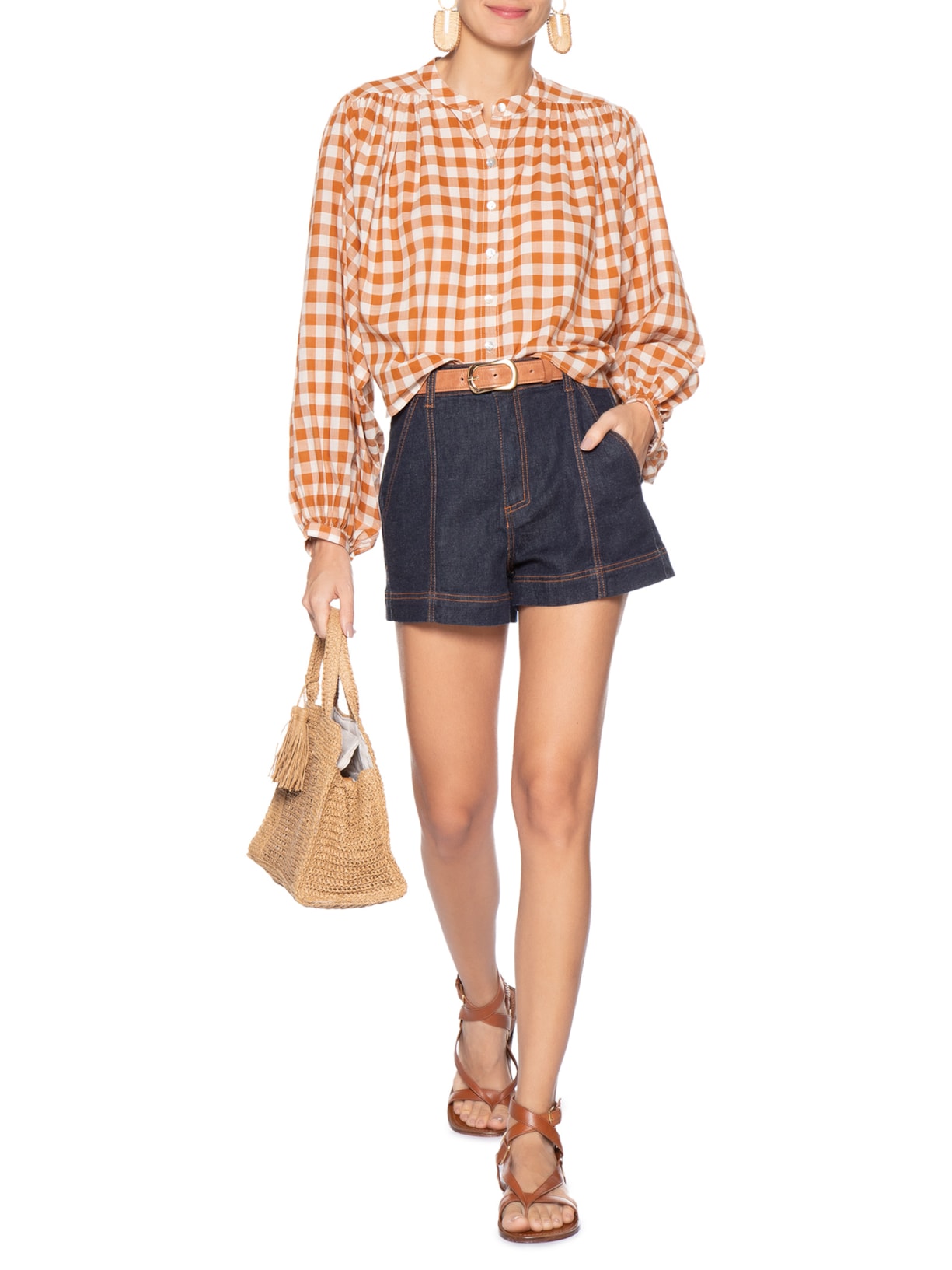 Short Feminino Jeans Confort Detalhe Pesponto Azul Dress To