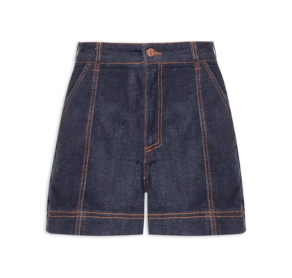 Short Feminino Jeans Confort Detalhe Pesponto - Azul