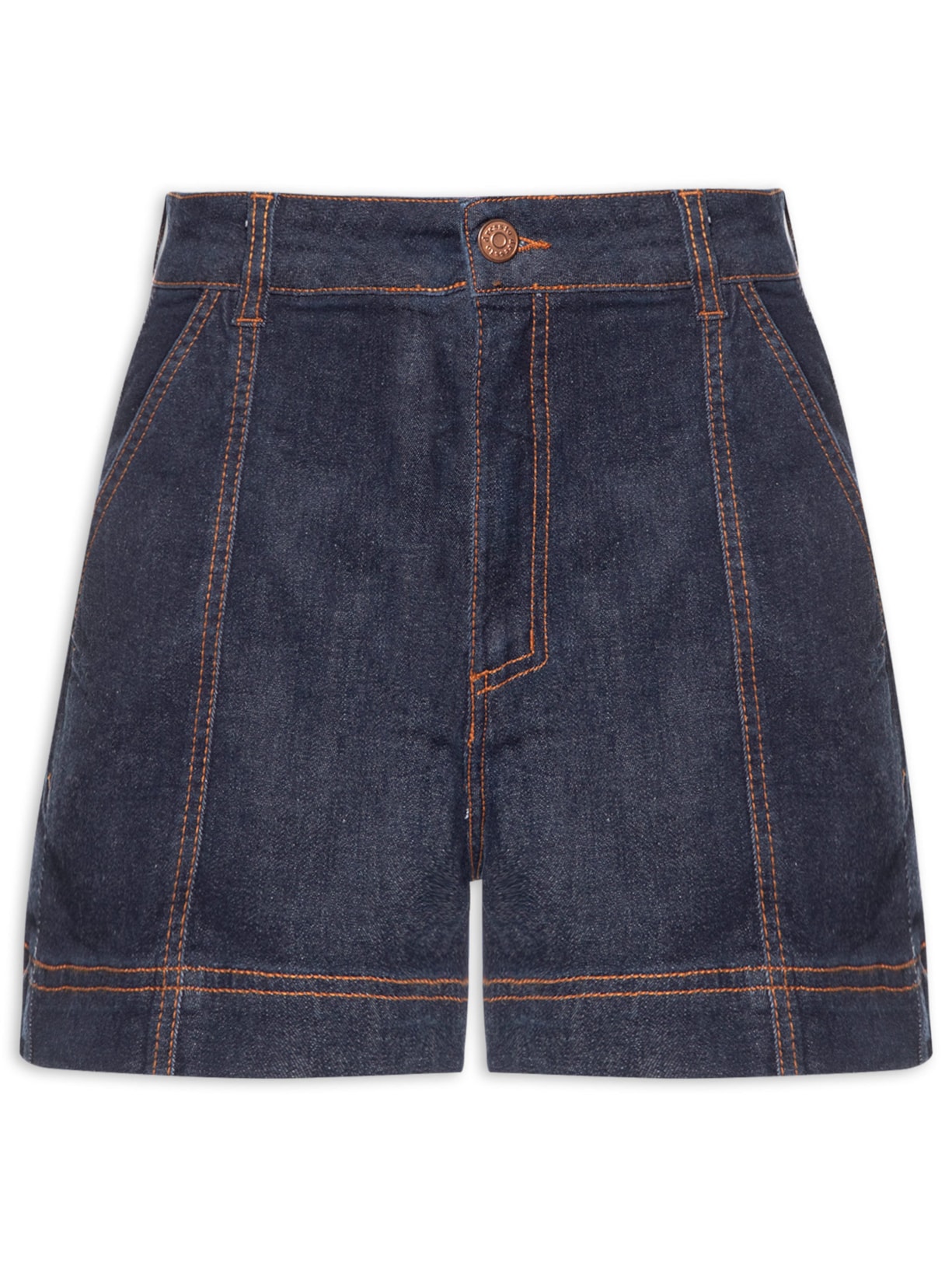 Short Feminino Jeans Confort Detalhe Pesponto - Azul