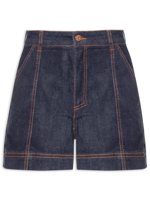 Short Feminino Jeans Confort Detalhe Pesponto - Azul
