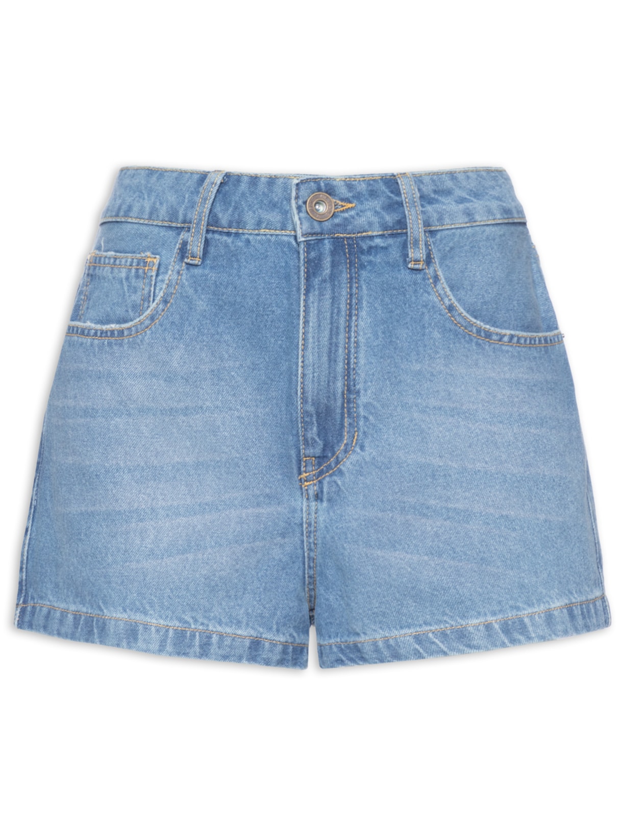 Short Feminino Jeans Costura Deslocada - Azul