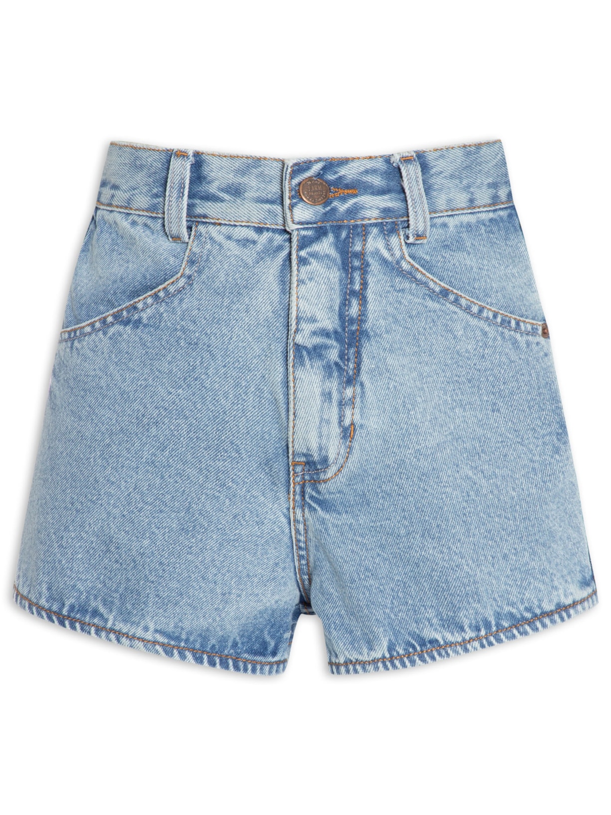 Short Feminino Jeans Curto Taco Lateral - Azul