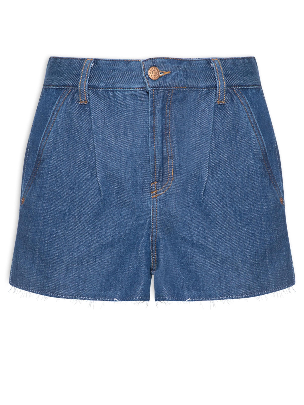 Short Feminino Jeans Detalhe Prega Azul Dress To