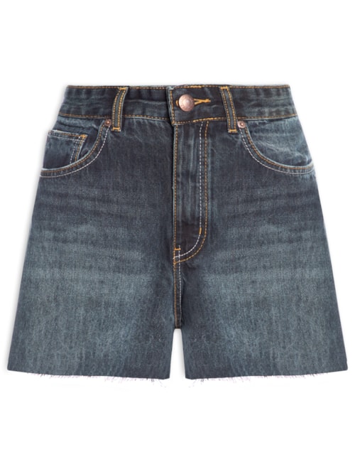 Short Feminino Jeans Evasê - Azul