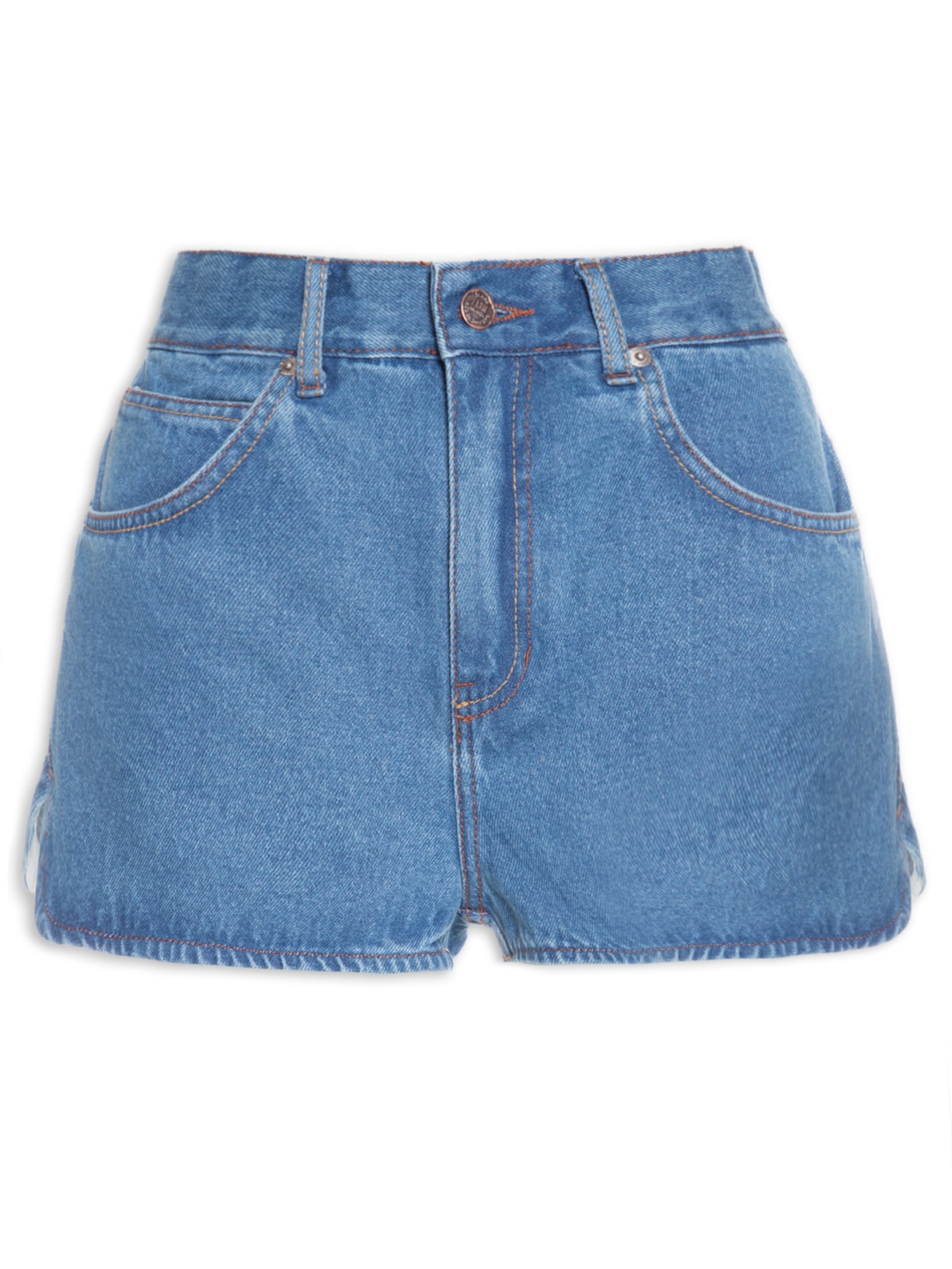 Short Feminino Jeans Fraldado - Azul