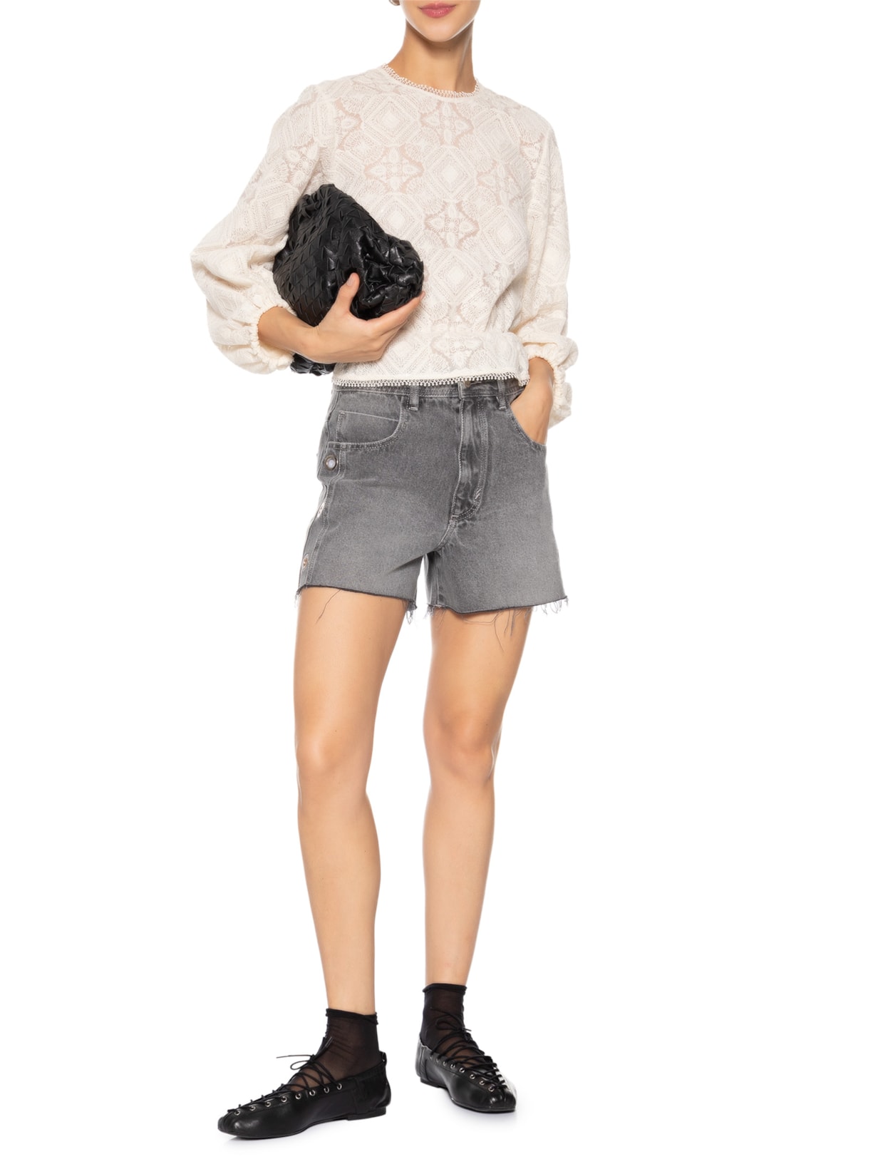 Short Feminino Jeans Maitê Preto Nk