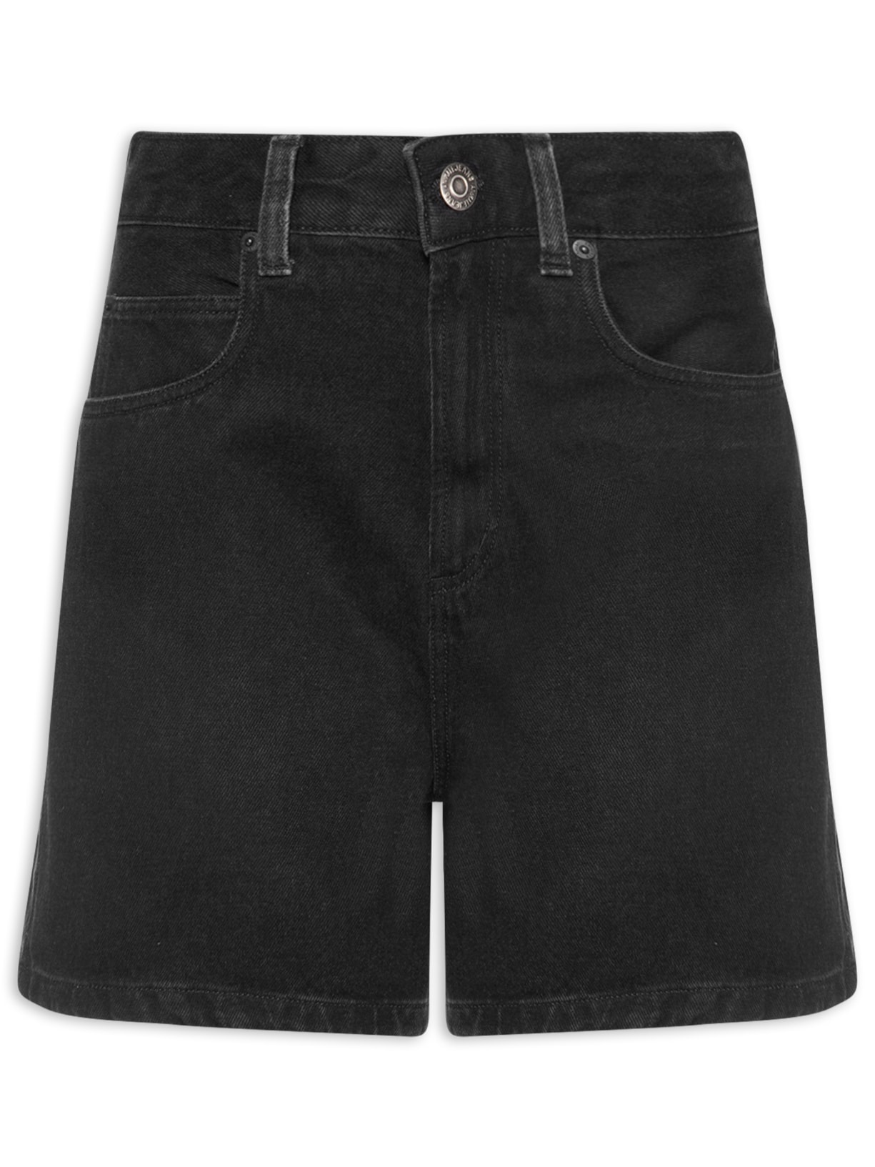 Short Feminino Jeans Mom Pence Costas New Basic – Preto Animale Jeans