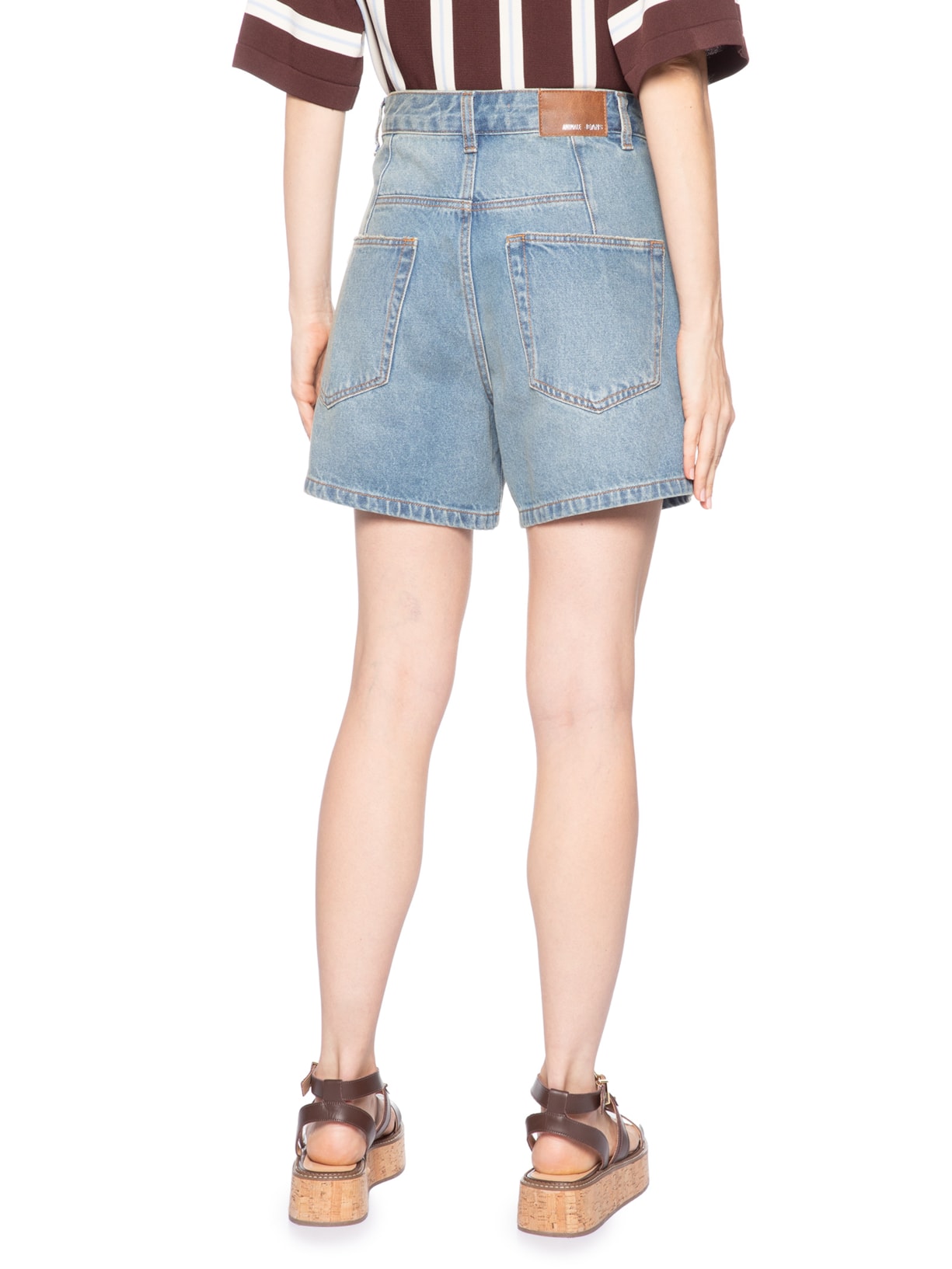 Short Feminino Jeans Mom Pence Costas New New Basic – Azul Animale Jeans