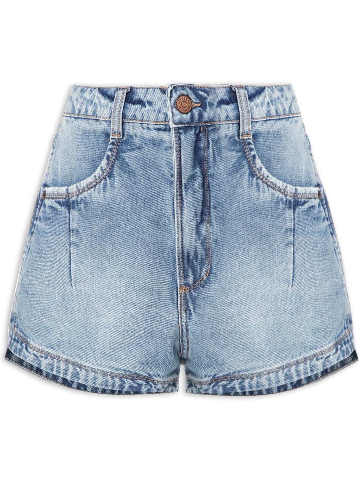 Short Feminino Jeans Pespontos - Azul