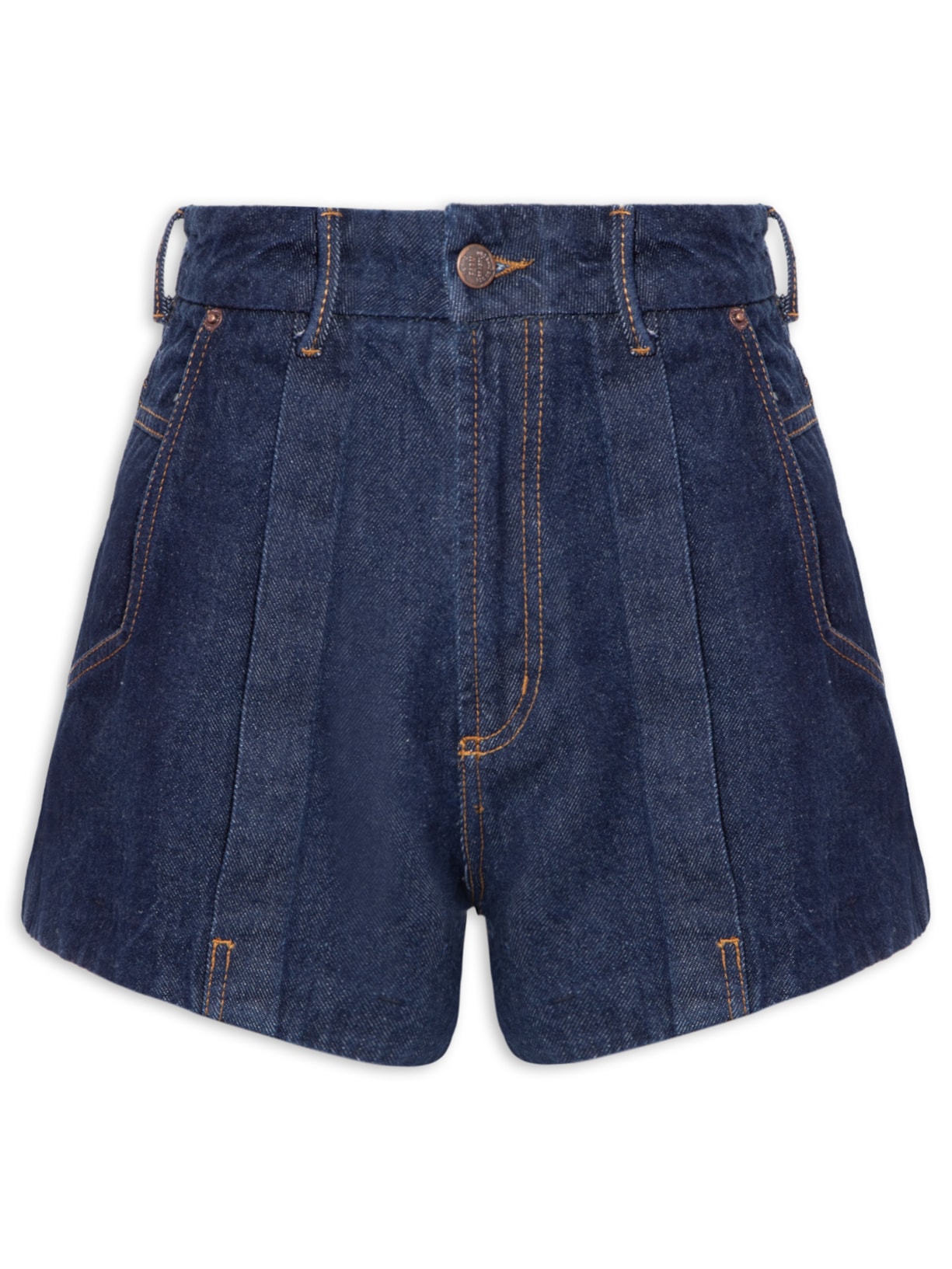 Short Feminino Jeans Prega - Azul