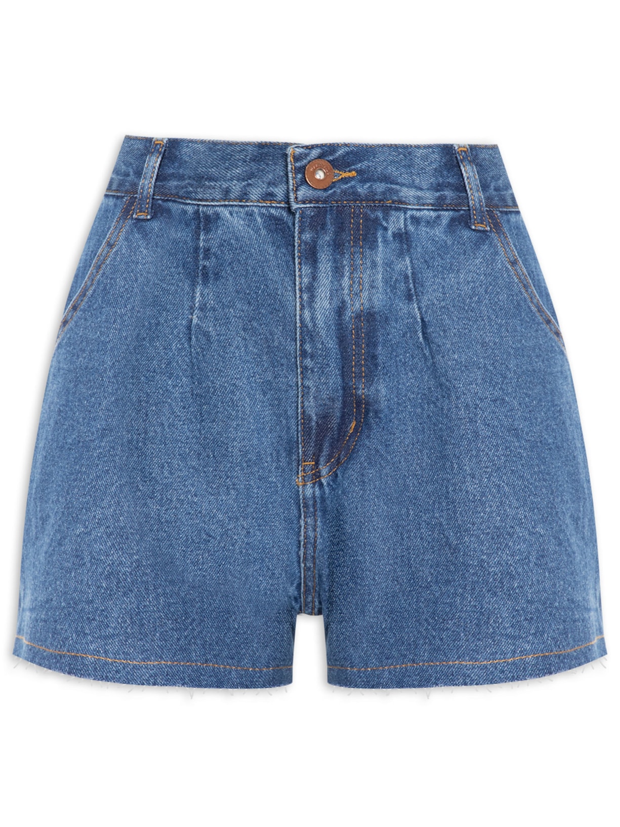 Short Feminino Jeans Pregas - Azul