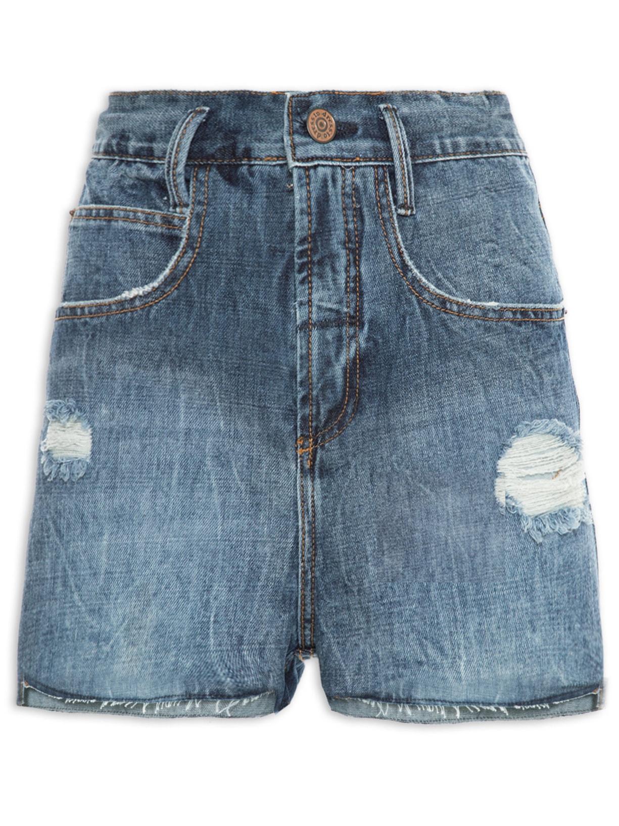 Short Feminino Jeans Puídos - Azul