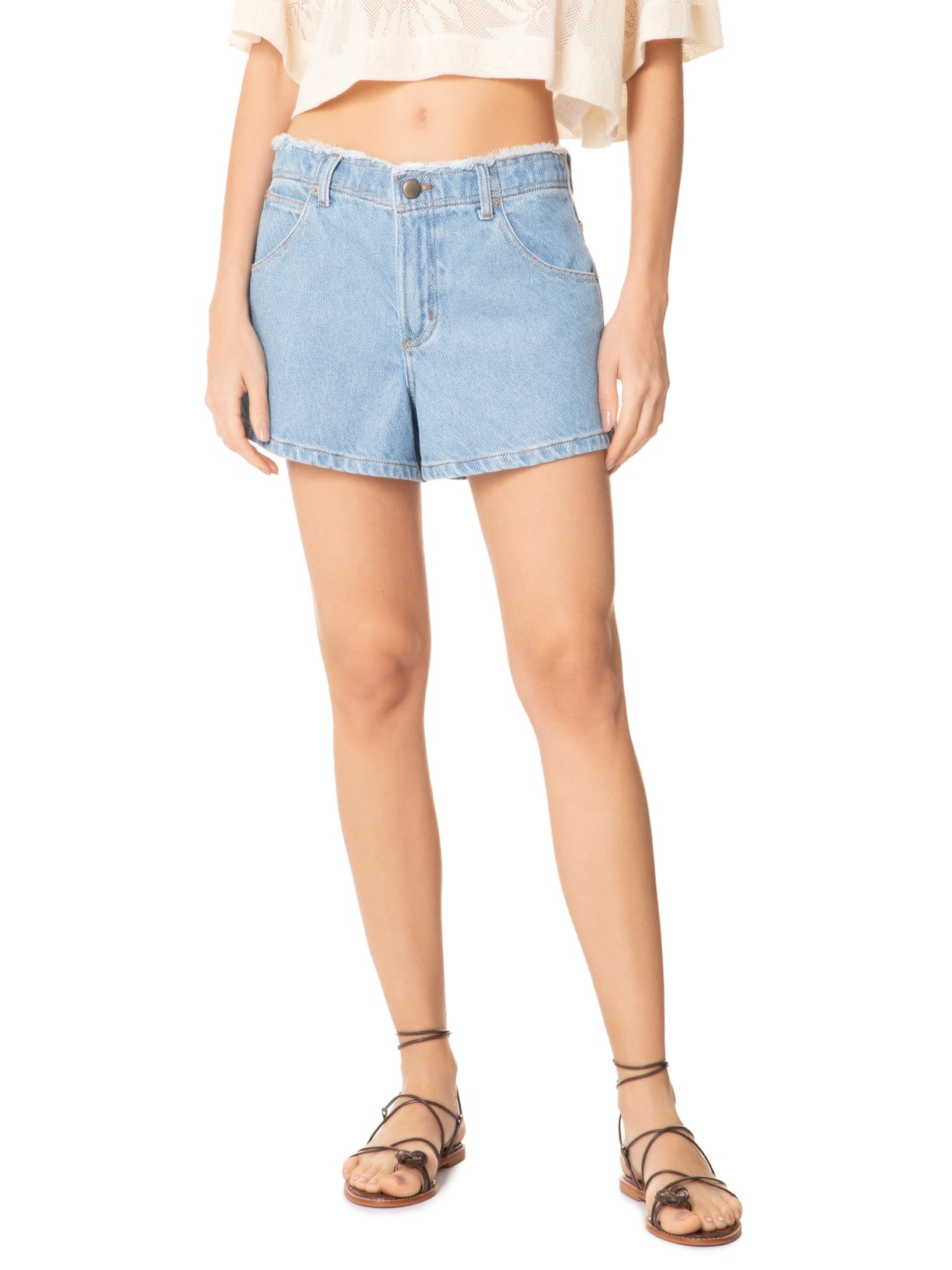 Short Feminino Jeans Textura Azul Farm