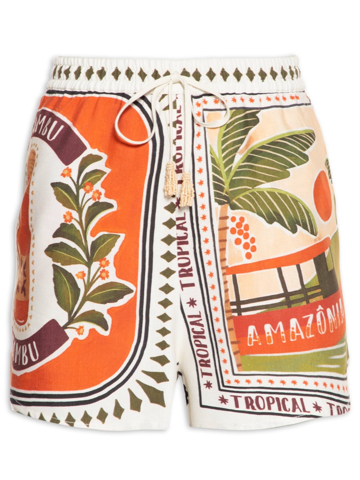 Short Feminino lenço Igarape - Laranja