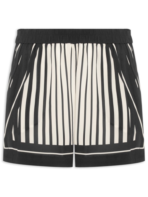 Short Feminino Lenço Listras Pb - Preto