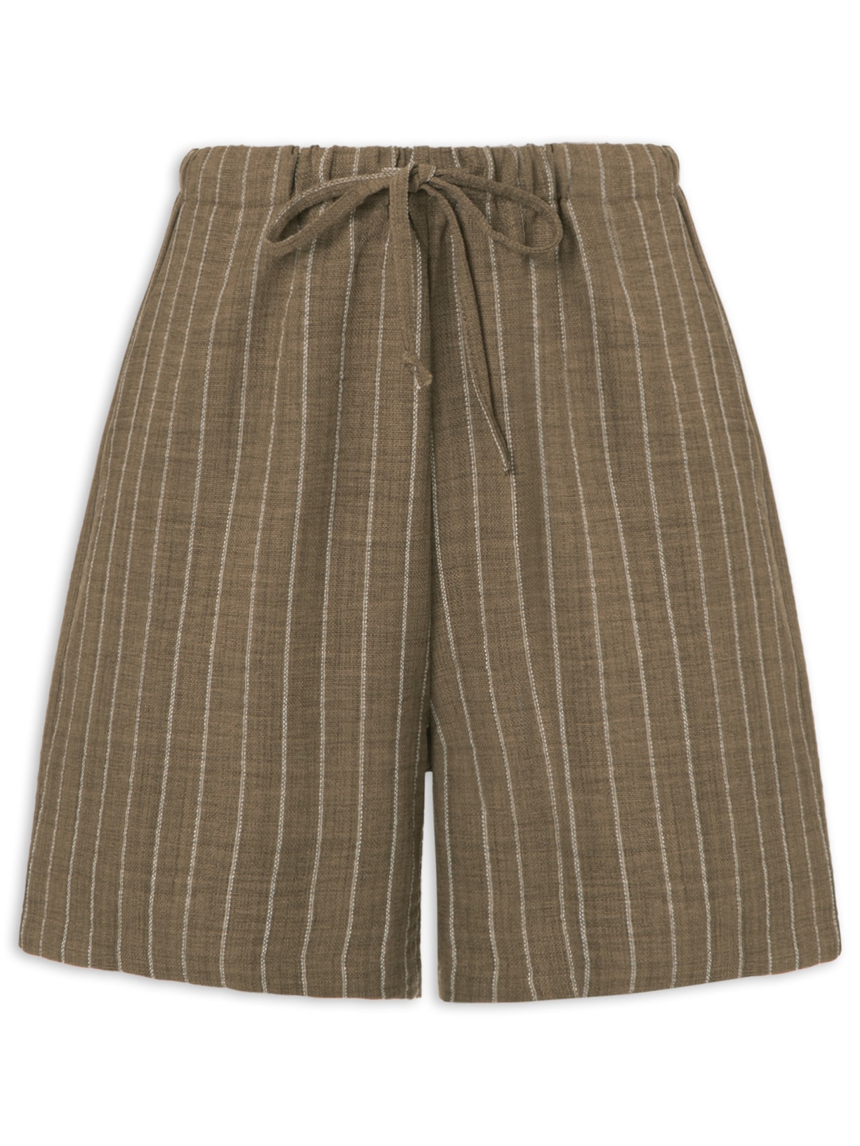 Short Feminino Leve Listrado - Marrom