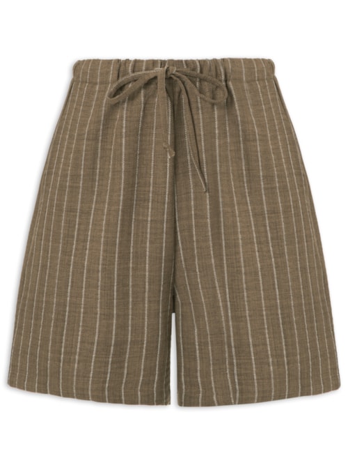 Short Feminino Leve Listrado - Marrom