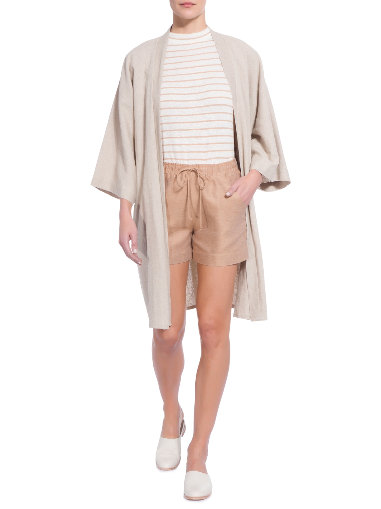 Short Feminino Linen Bege Bianza